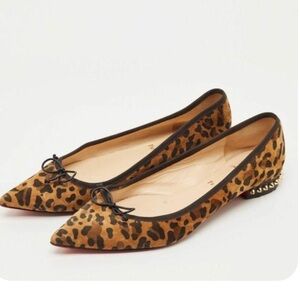 Christian Louboutin Leopard Print Flats with Bow